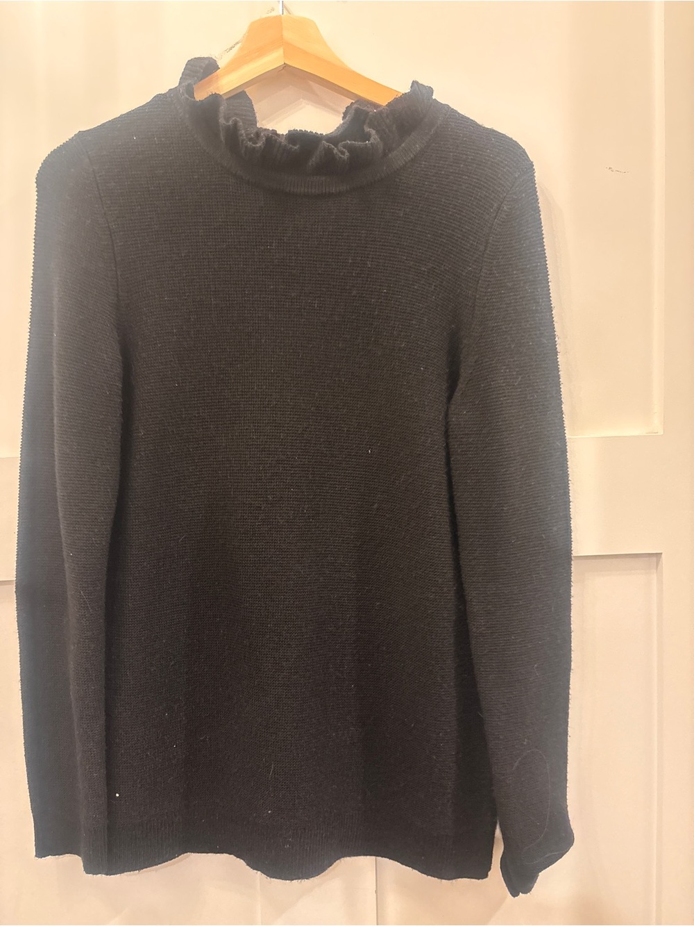Talbots Black Ruffle Turtleneck Sweater